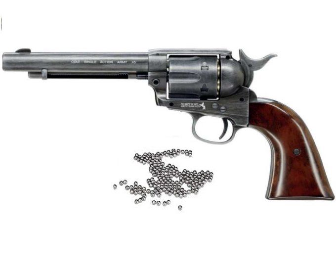 Revolver à billes acier COLT S.A.A.45 Finition Antique