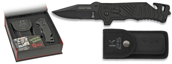 Couteau RUI coupe ceinture et brise vitre NOIR