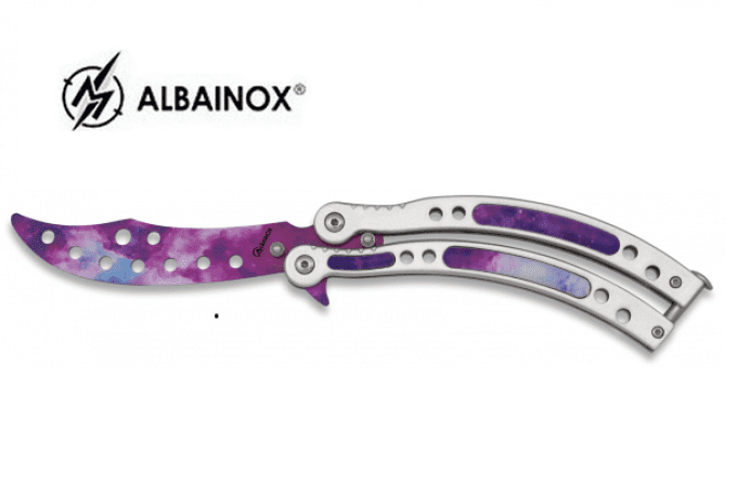 Couteau papillon Colorful Violet D’entrainement lame de 9 cm