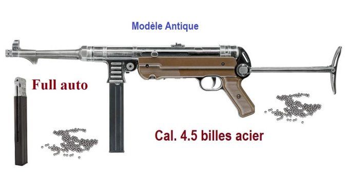 Fusil Mitrailleur Legends MP Antique Fulle auto Cal. 4.5 Bille Acier