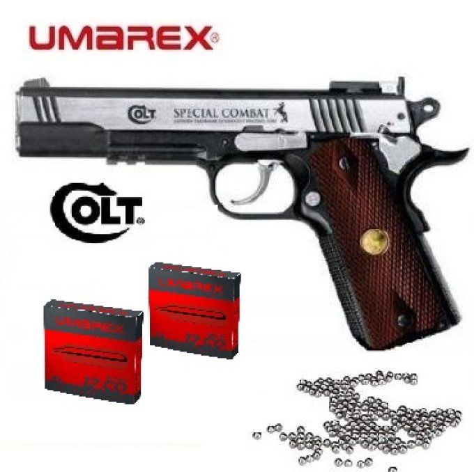 Pistolet à billes acier COLT SPECIAL COMBAT + 10 Capsules co2