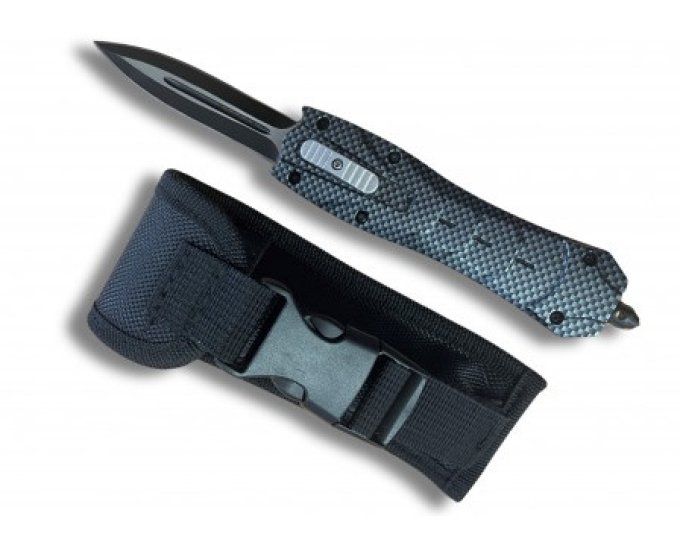 Couteau Automatique (éjectable) Robuste et Noir Carbone