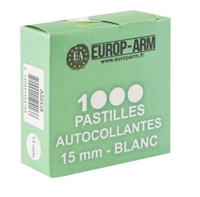 Pastilles autocollantes blanches 15 mm