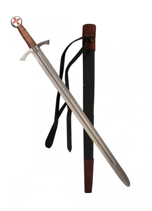 Epée Templière de Frappe forgée avec fourreau cuir