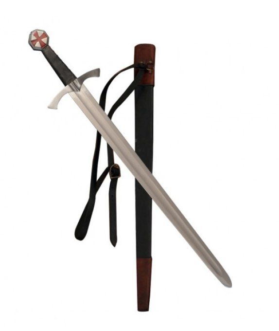 Epée Templière de Frappe forgée avec fourreau cuir
