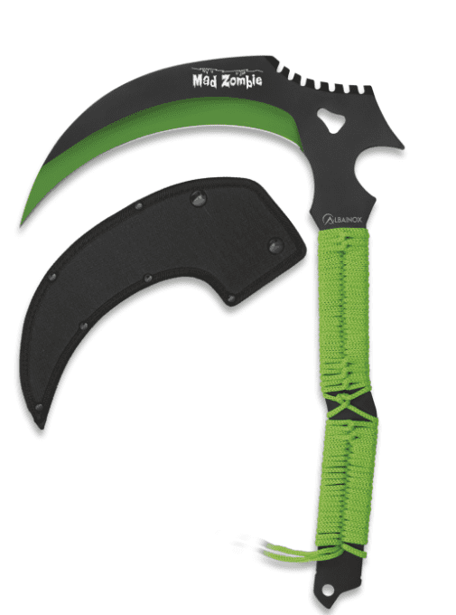 Faucille Mad Zombie de 29 cm avec étui en nylon