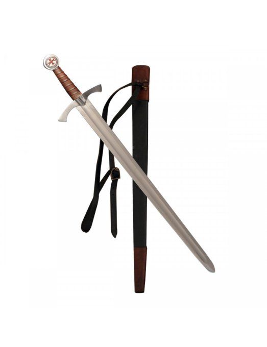 Epée Templière de Frappe forgée avec fourreau cuir