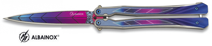 Couteau papillon colorful violet dégradé lame de 10.60 cm