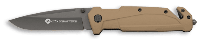 Couteau pliant tactique caoutchouc Tan K25