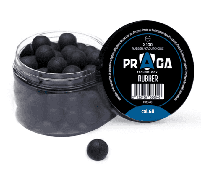Boites de 100 Billes caoutchouc - Cal. 68 Praga