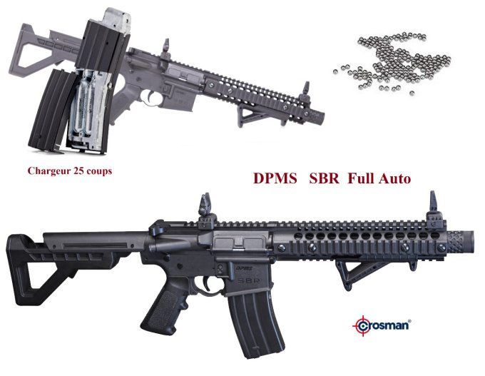 Carabine crosman DPMS SBR full auto Cal. 4.5 Bille Acier