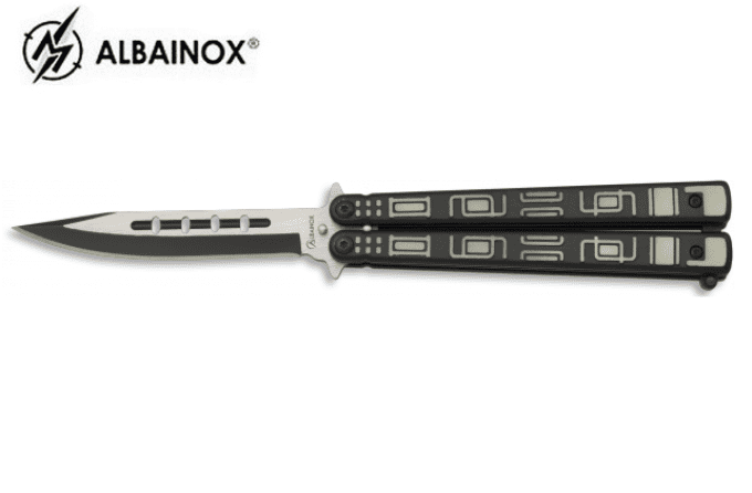 Couteau papillon mod. electro. Sable et noir