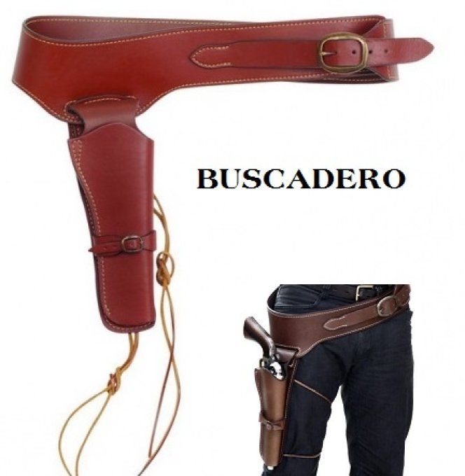 Ceinturon holster (BUSCADERO) Marron pour 1 revolver western