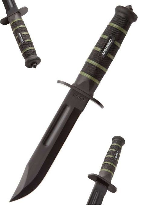 Poignard de combat USMC Blackout avec fourreau