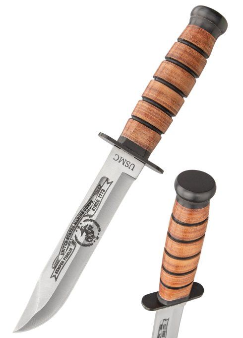 Couteau de combat USMC Tribute avec étui cuir