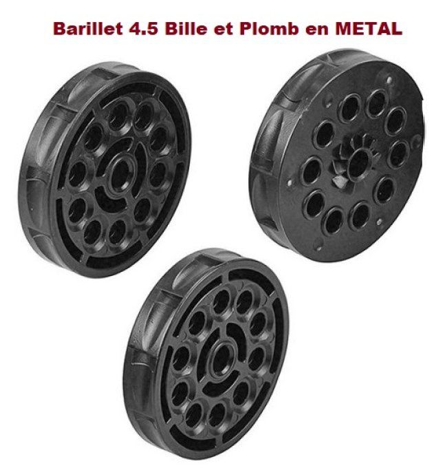 Barillet METAL python Colt 4.5 mm par 3 / Cal 4.5 plomb & Billes Acier