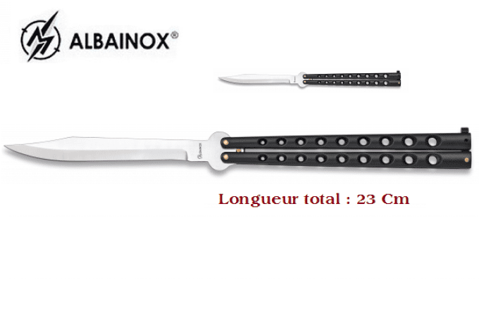 Couteau papillon Noir et Chrome Géant