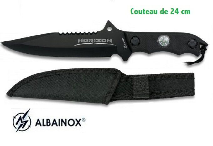 Couteau Tactique HORIZON Noir 24 cm