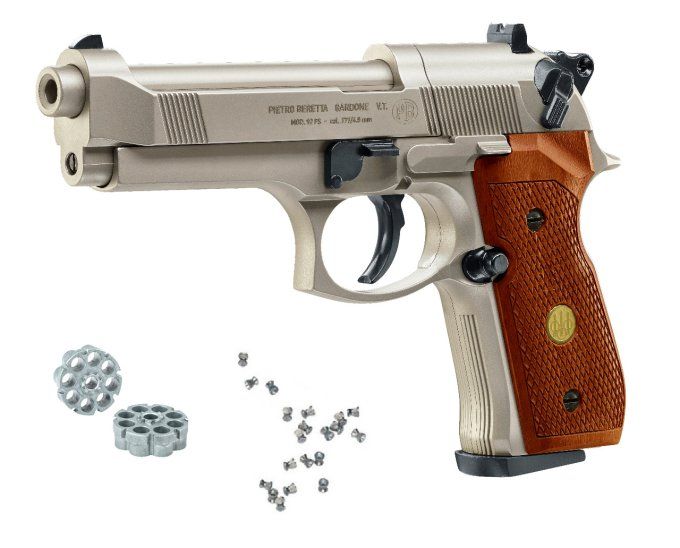 Beretta M92 FS NICKELE - BOIS Cal. 4.5 mm Plombs diabolo