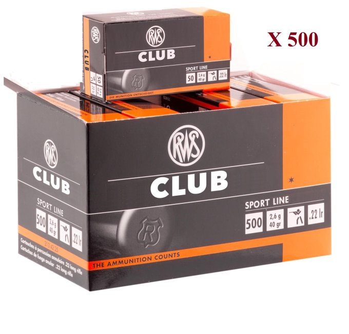 Cartouches 22LR RWS CLUB boite de 500
