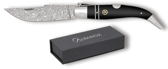 Couteau plian DAMASCUS bois noir lame de 9.50 cm