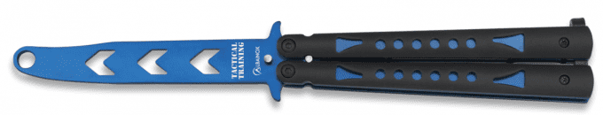 Couteau papillon training tactique D’entrainement bleu lame de 10.30 cm