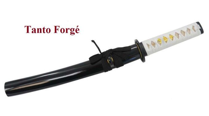 TANTO Forgé Lame trempée noir et blanc