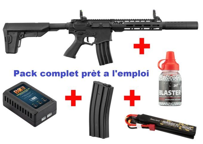 Pack VENATOR Silencieux + Batterie + Chargeur de batterie + Pot de bille acier + Chargeur 50 coups o