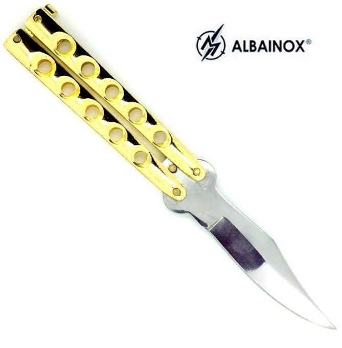 Couteau papillon Or lame 8 cm