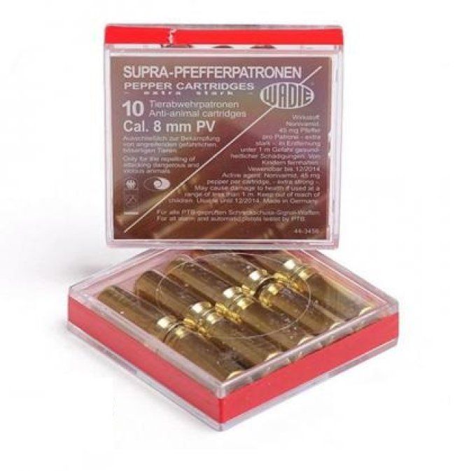 Cartouches de défense SUPRA PEPPER x10 Cal 9 mm
