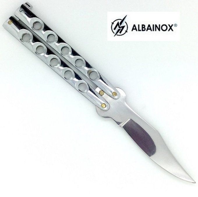 Couteau papillon chrome lame 8 cm