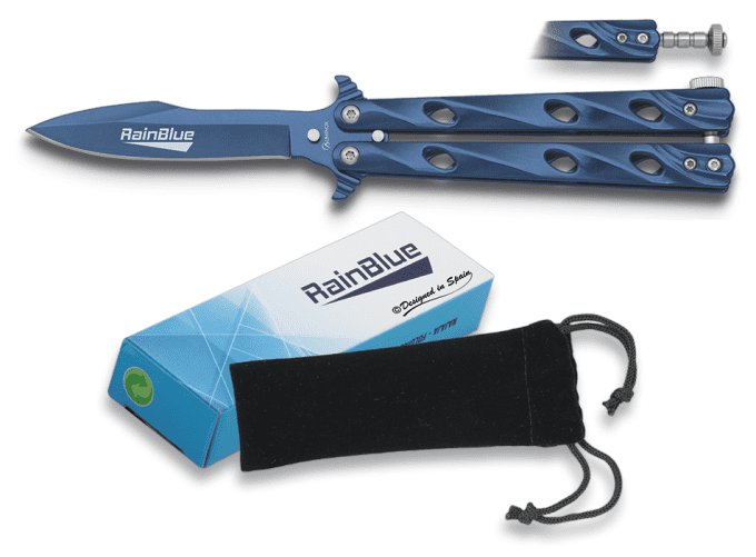 Couteau PAPILLON « RAINBLUE » couleur bleu lame de 9 cm
