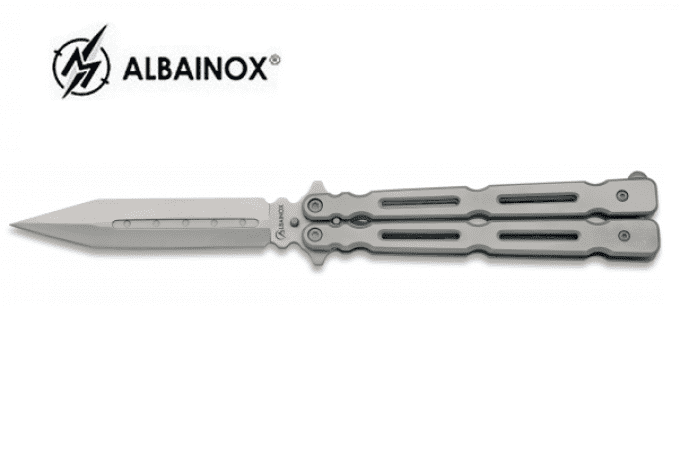 Couteau papillon Alu brossé lame de 09 cm