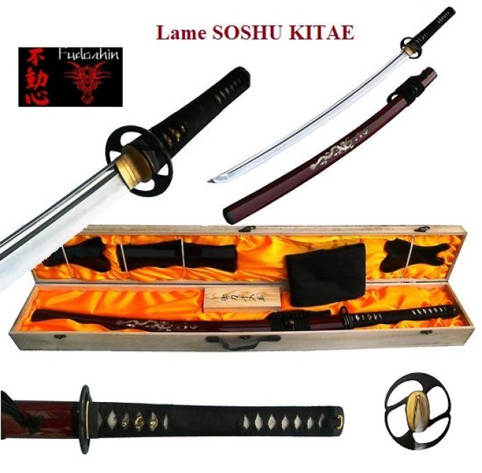 Katana Dragon rouge Lame SOSHU KITAE