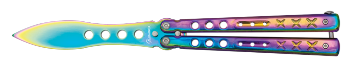 Couteau papillon D’entrainement arc en ciel lame de 10.80 cm