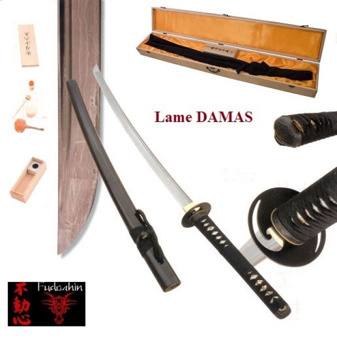 Katana Lame DAMAS ( Bois noir )