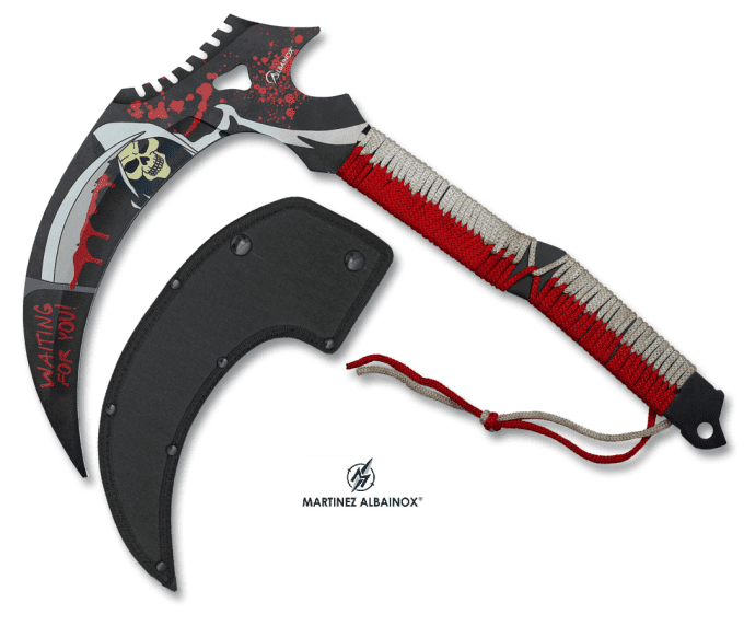 Faucille Death Skull lame de 21 cm avec étui en nylon