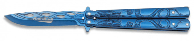 Couteau PAPILLON « RAINBLUE » décor dragon lame de 10 cm