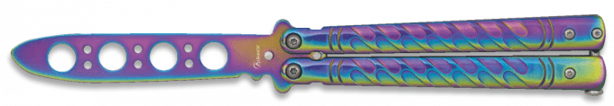 Couteau papillon D’entrainement arc en ciel lame de 9.60 cm
