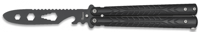 Couteau papillon D’entrainement et decapsuleur noir lame de 9.60 cm