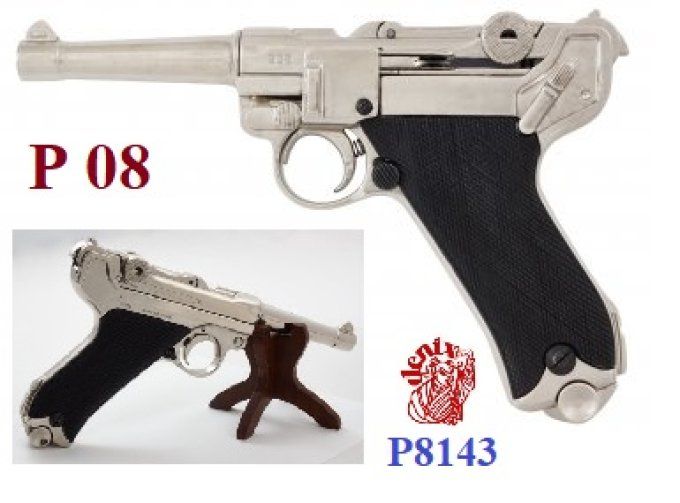 Réplique Pistolet LUGER P08 Parabellum Version Nikelé * 25.5 cm *
