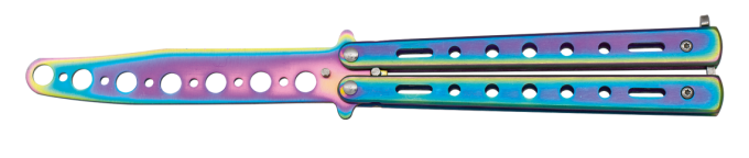 Couteau papillon D’entrainement arc en ciel lame de 10.20 cm