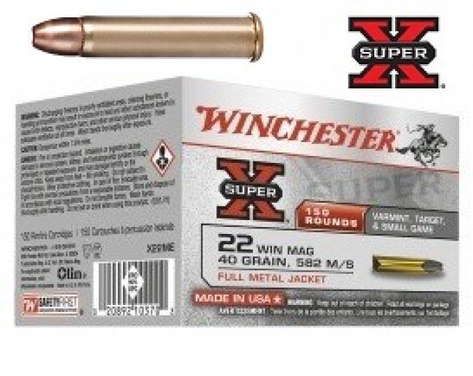 Cartouches 22 Magnum Super X BLINDE boite de 150