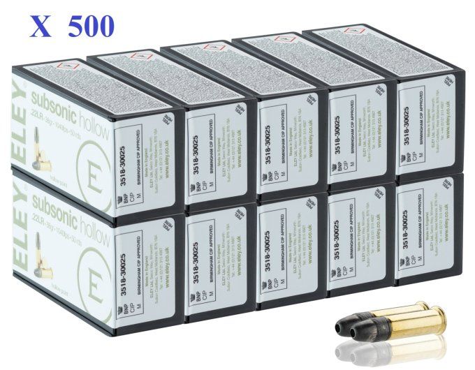Cartouches 22LR ELEY Subsonique boite de 500