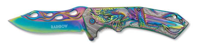 Couteau Dragon lame de 8.70 « RAINBOW » couleur Arc en Ciel