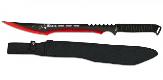 Machette de Brousse dent de scie ( Troodon Rouge et noir )