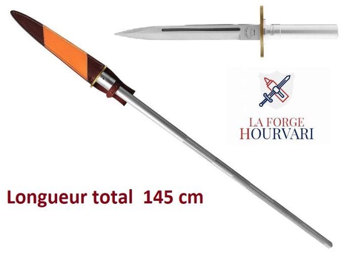 Epieu de chasse Hourvari le traqueur 25 cm Gris avec Etui cuir