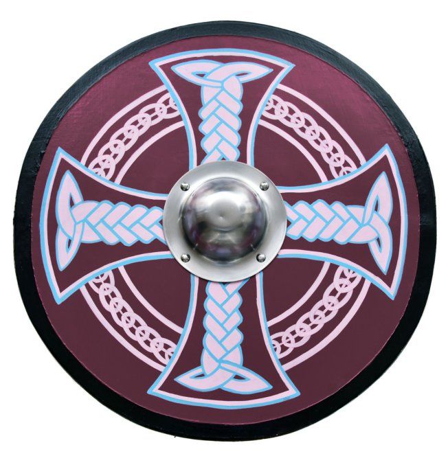 Bouclier vikink avec motif croix celtique 61 cm