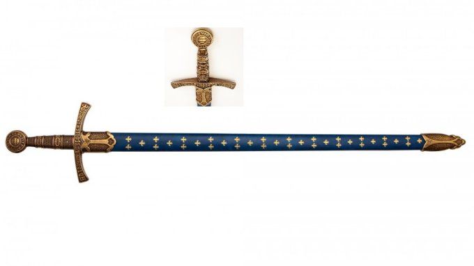 Epée Fleur de Lys avec fourreau bleu 109 cm