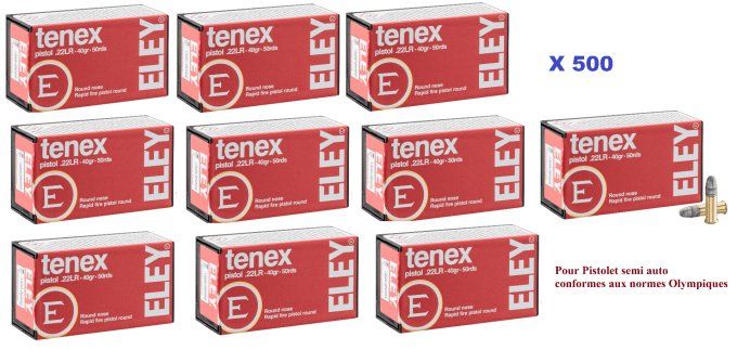 Cartouches 22LR ELEY TENEX pistol boite de 500